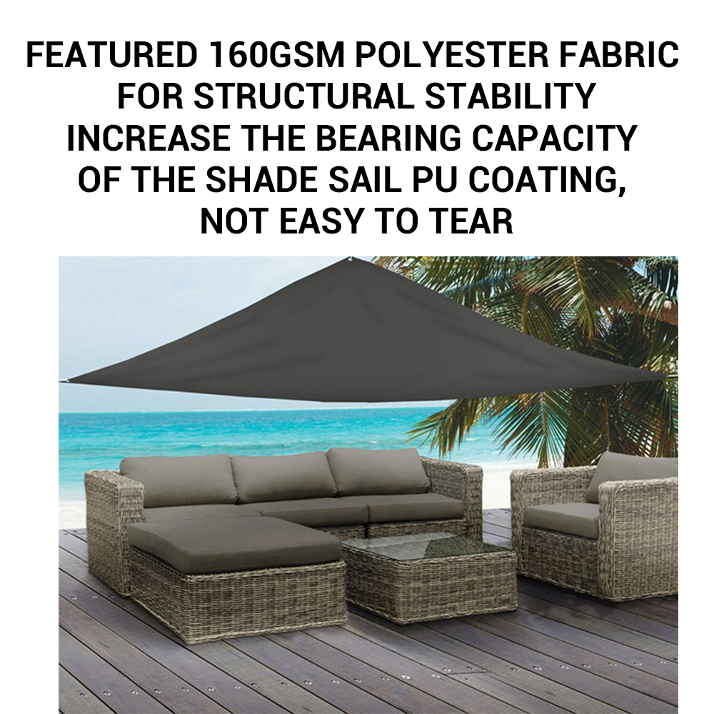 Triangle Sun Shade Sail Canopy Shelter Cover 5m Waterproof Outdoor Yard Garden