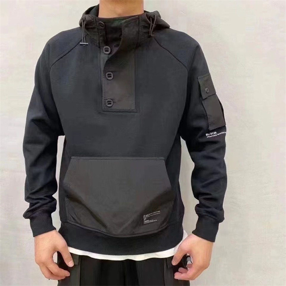 Men's Fleece Loose Sweater Hooded Tool Pullover