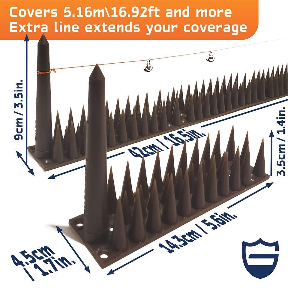 Bird Spikes 5.1m/16.92 FT Bird Deterrent Spikes for Small Birds Squirrels Cats Keep Birds Away from Fence Roof Railing Push Pests Away: Guard your eaves, windows, and outdoor patio against beautiful but bothersome creatures. Your GUARD LINE system stops b