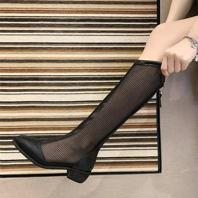Hollow And Breathable Toe Thick Heel Ankle Boots Black - Shop at LoveMi