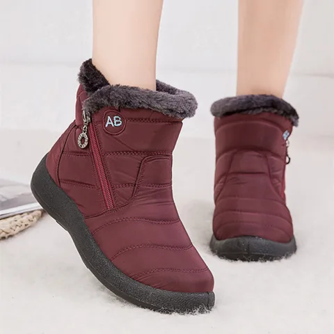 Waterproof Snow Boots Plush Warm Winter Shoes Casual Lightweight