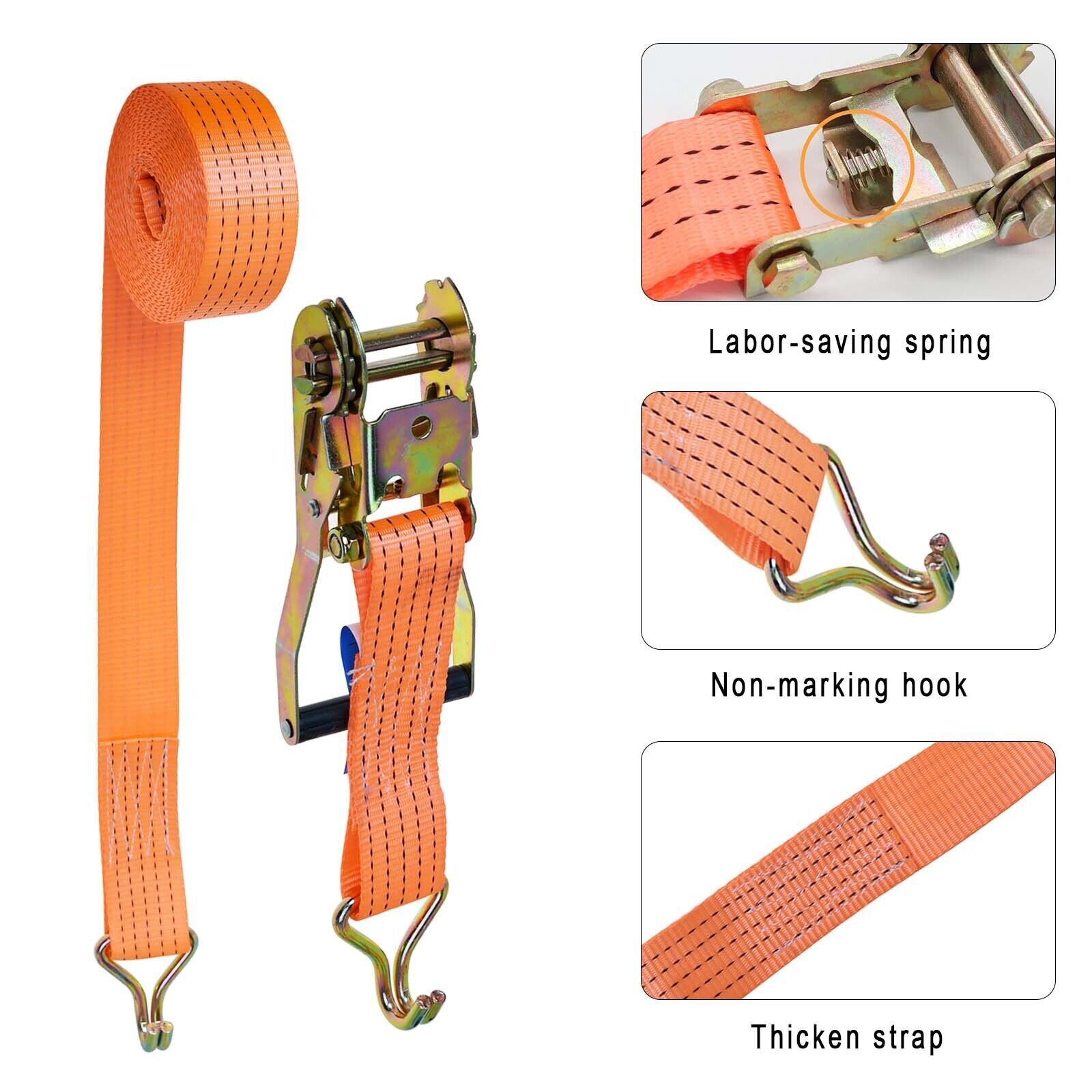 4X Heavy Duty Ratchet Ties Down Straps 50mm-6 Meter Lashing Cargo Luggage 3000KG