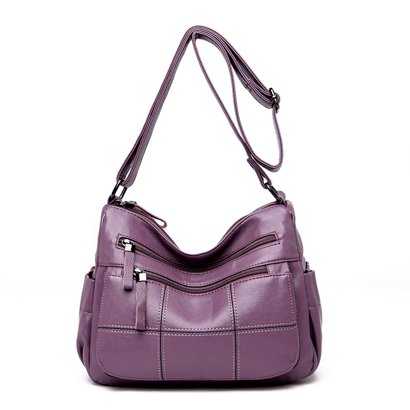 Women's Shoulder Leather Mother Bag Soft Purple - Shop at LoveMi