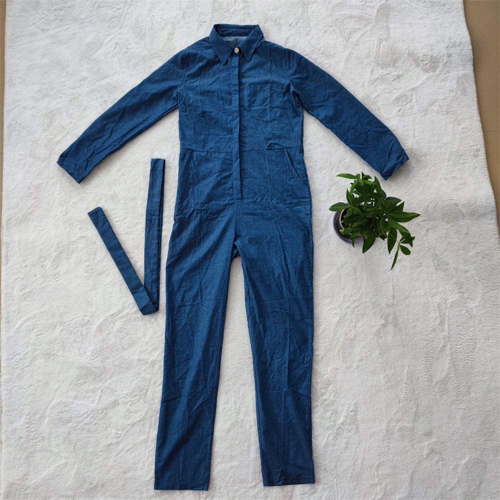 New Style Ladies Denim Overalls With Shirt With Belt
