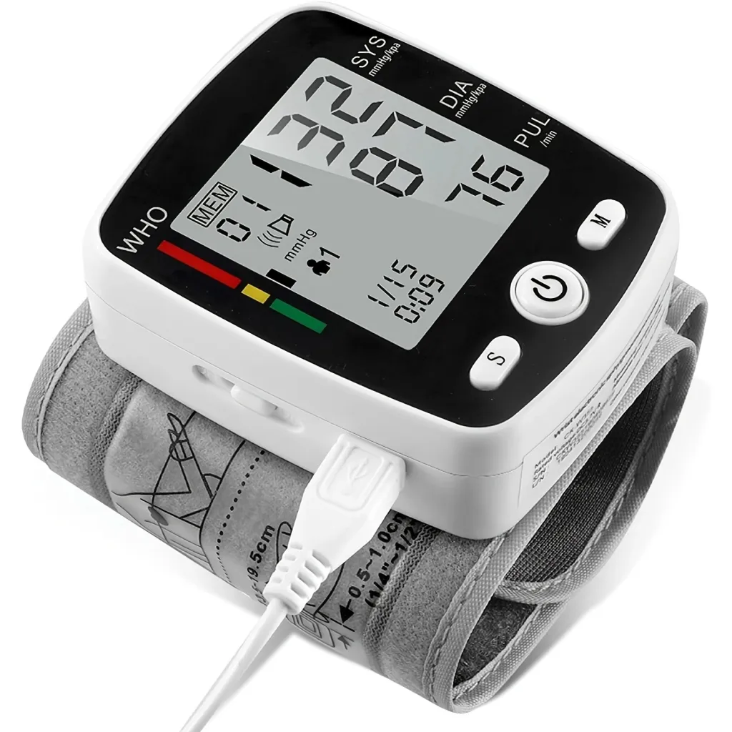 Wrist Blood Pressure Monitor Adjustable Automatic Wrist Cuff Voice Broadcast With 2 Users 180 Memory, Rechargeable Blood Pressure Monitors For Home...