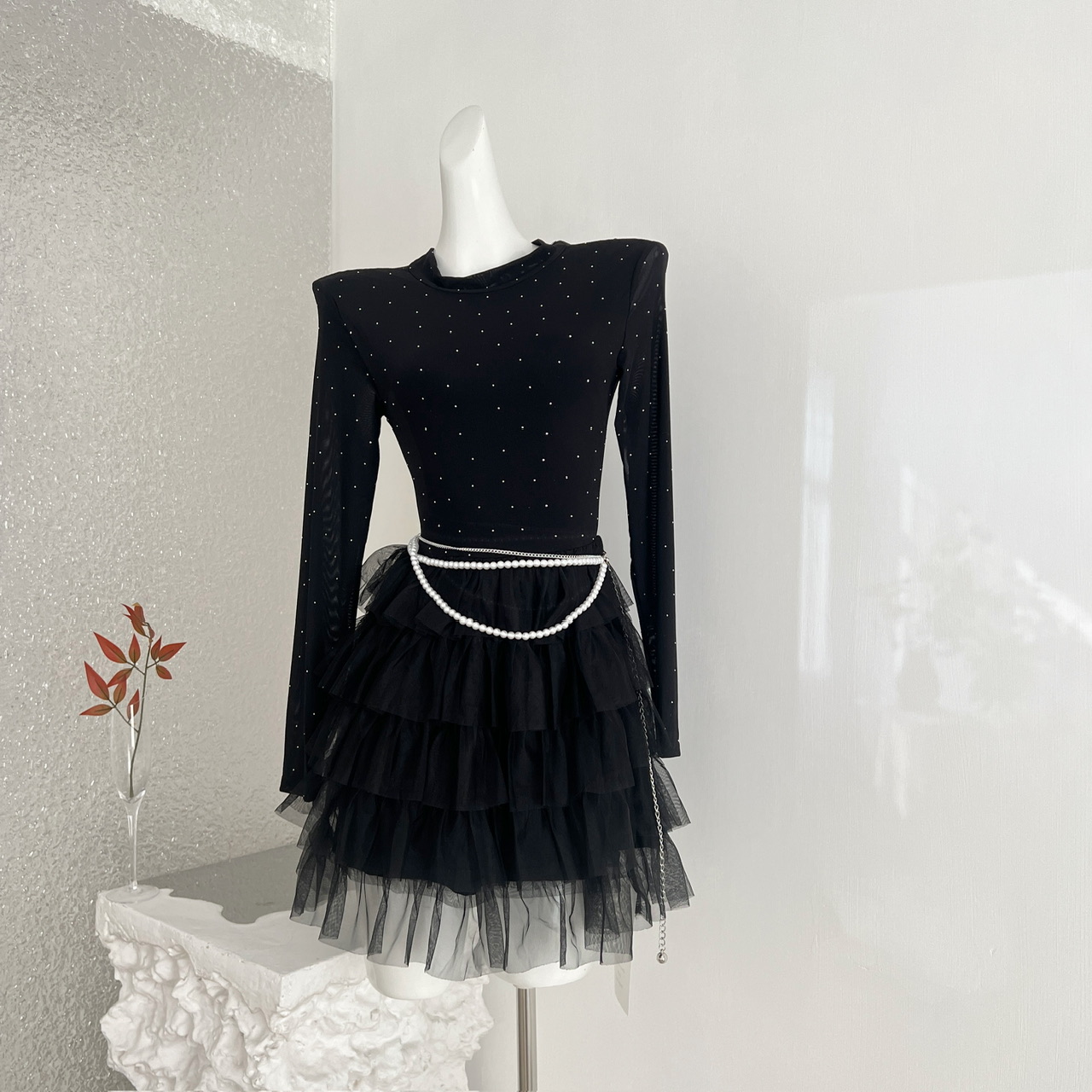 Sparkly Rhinestone Accents Delicate Rhinestone Embellishments Add A Luxurious Shine, Perfect For Catching The Light At Birthday Parties And Evening Events Black - Shop at LoveMi