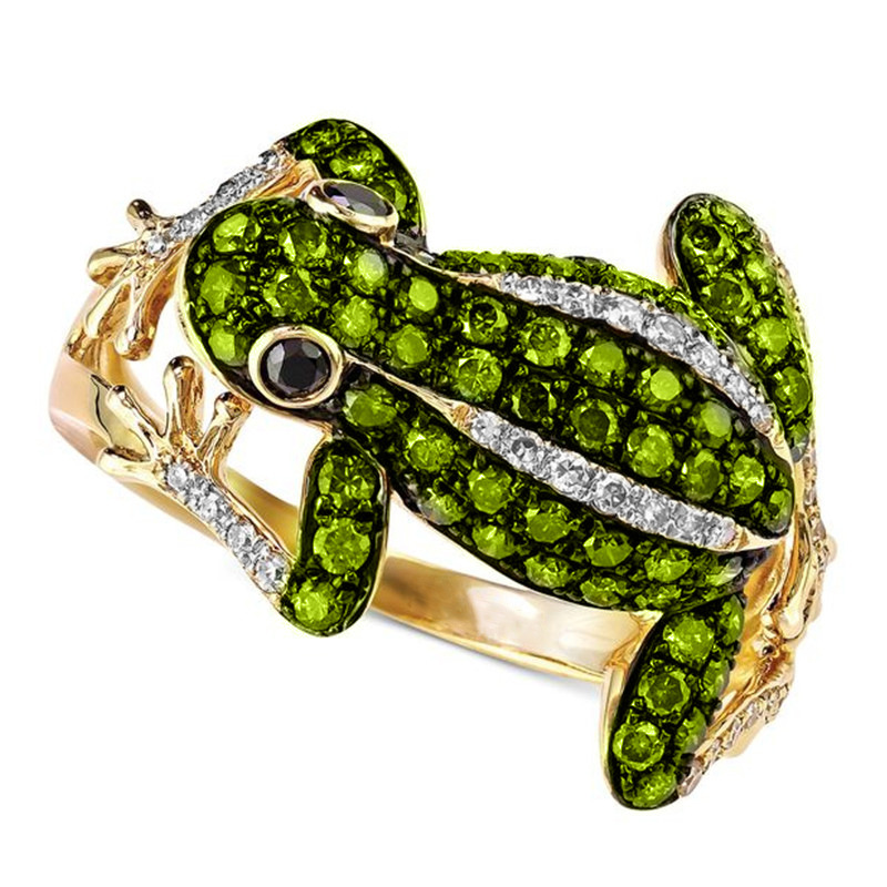 Creative Personality And Lifelike Frog Shape Micro-inlaid Zircon Female Ring