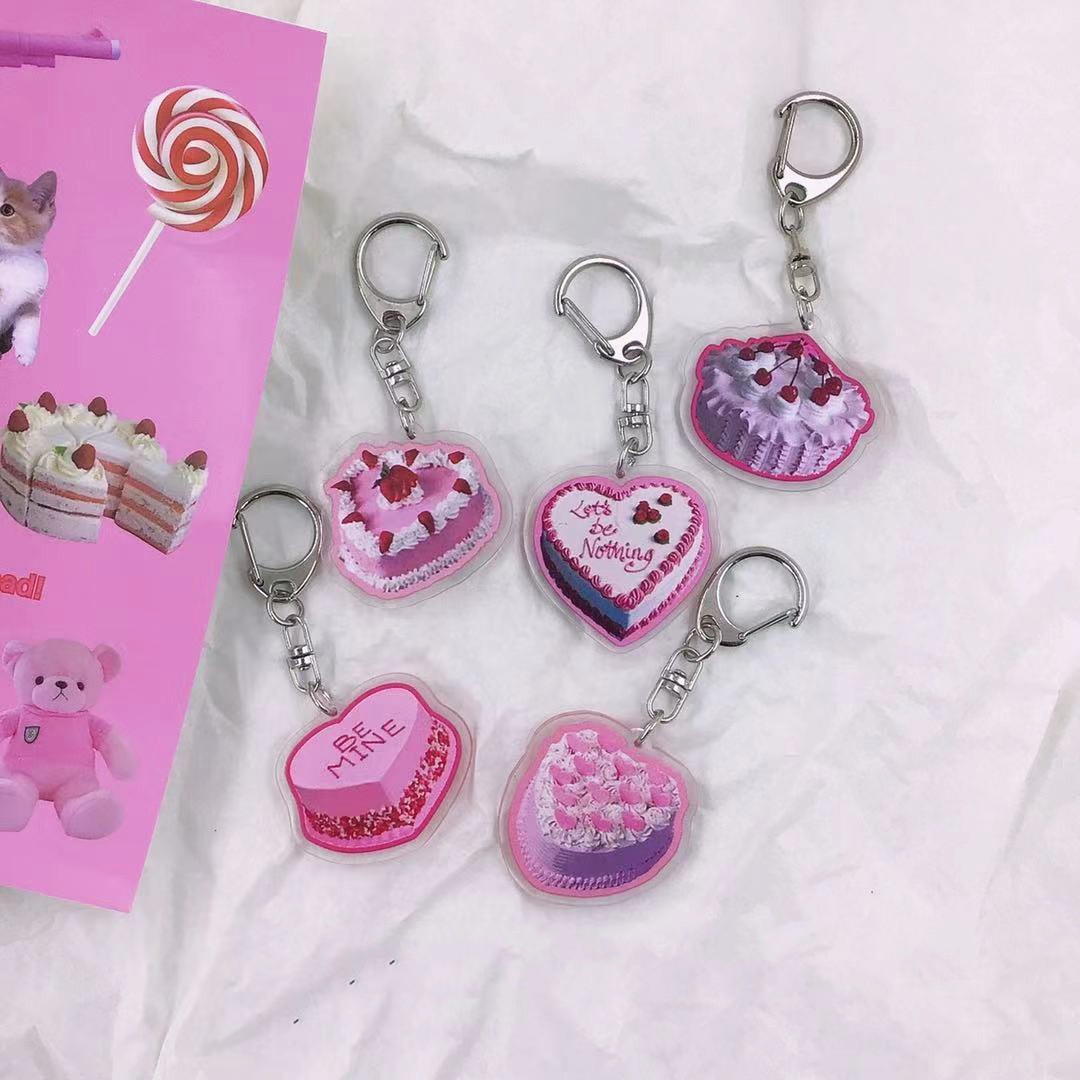 Title 1, Cute Happy Birthday Cake Acrylic Keychain