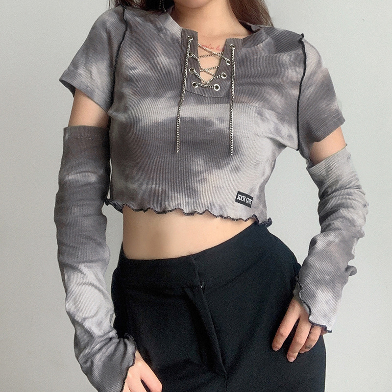 New Design Sense Chain-cut Blouse On Chest