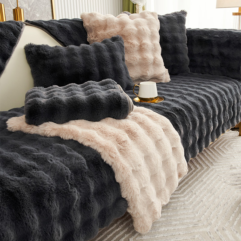 Rabbit Plush Sofa Cushion High-grade Leather Anti-skid — foto 9