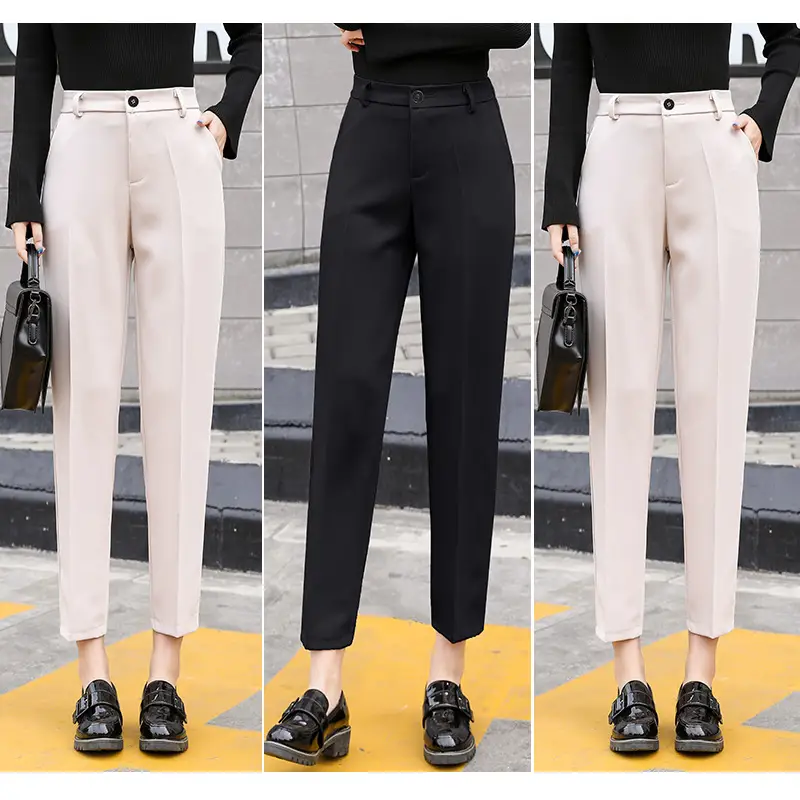 New Women's High-waist Straight-leg Casual Suit Pants With Small Feet