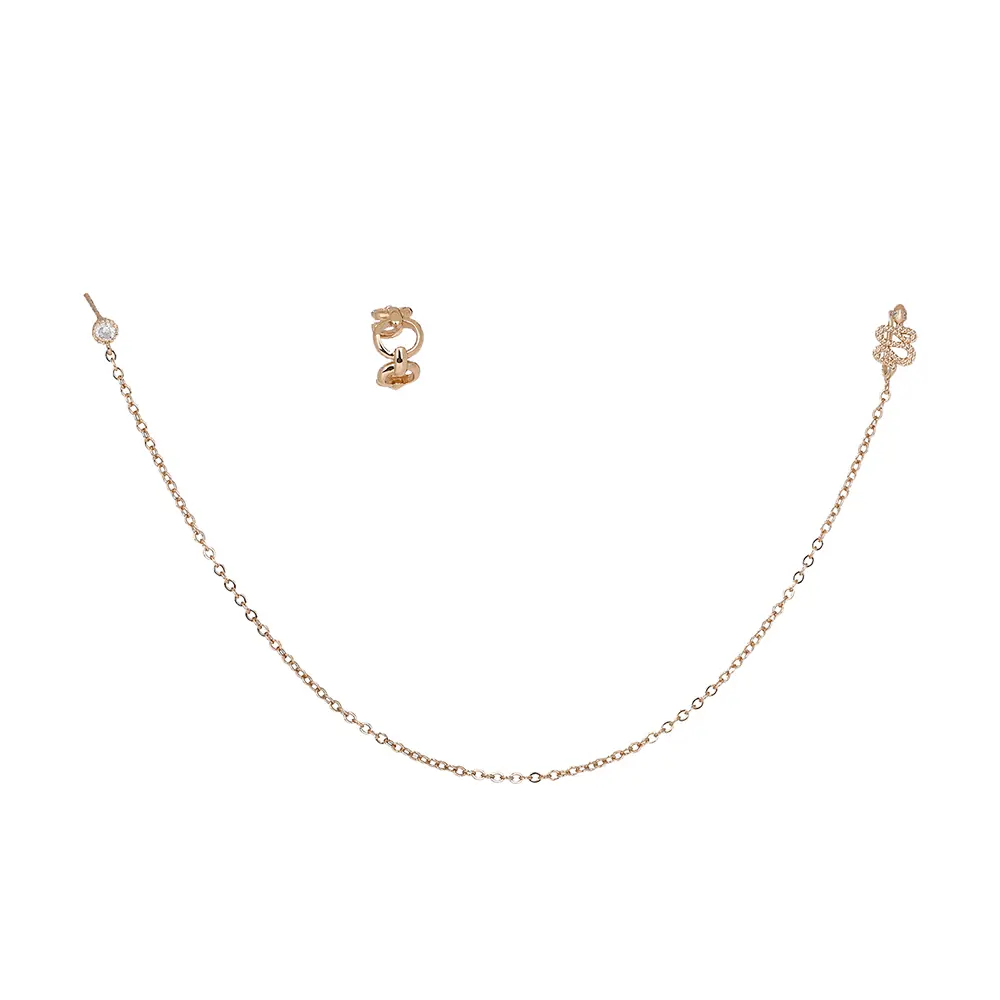 Personalized Earrings One-piece Pierced Nose Ring Chain, Retro Snake-shaped Nose Ring, Ring-shaped C-ear Clip Female Set Accessories