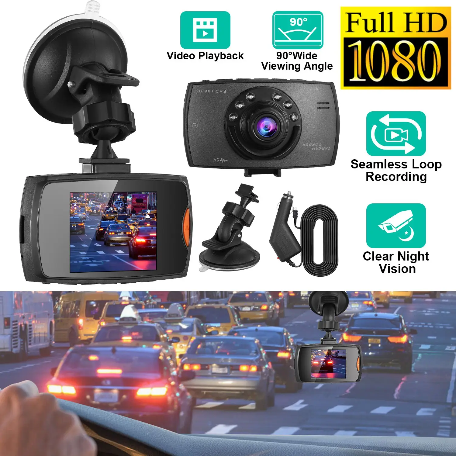 1080P Car DVR Camera Dash Cam Camcorder