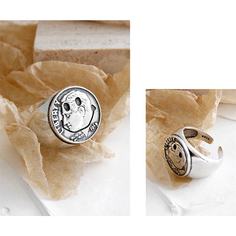 Fashion Exaggerated Letter Portrait Retro Ring Female