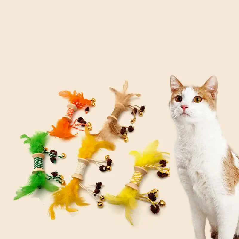 Cat Toys Colored Feathers Galls Fruit Bells