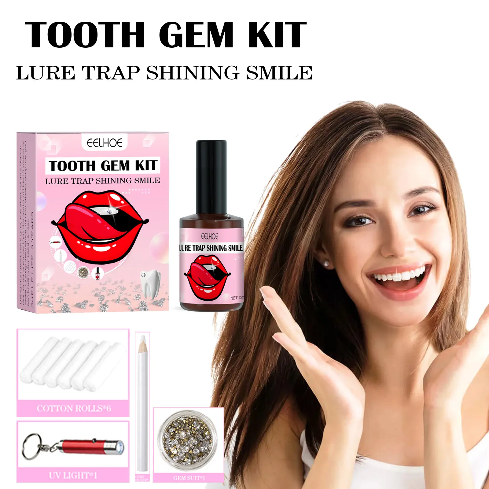 EELHOE Teeth Gem White Suit Easy