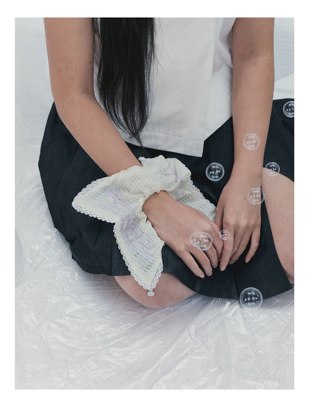Bubble Headband Lace Four Corner Headband Original Versatile High-end Hair Accessory Square Large Intestine Headband — foto 15