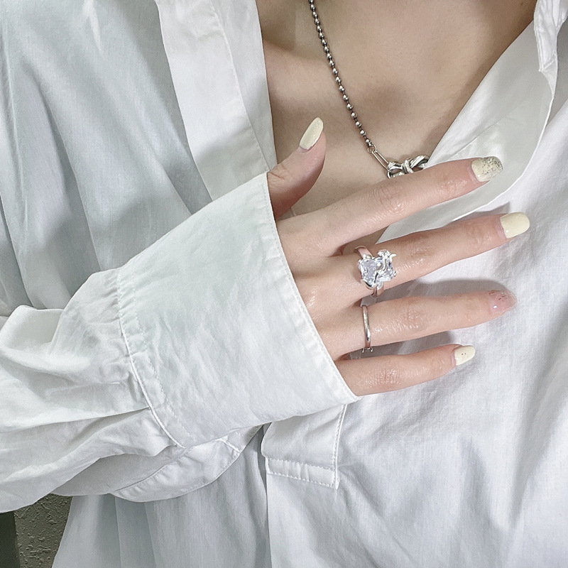 Women's Sterling Silver Fashion Generous Sugar Ring