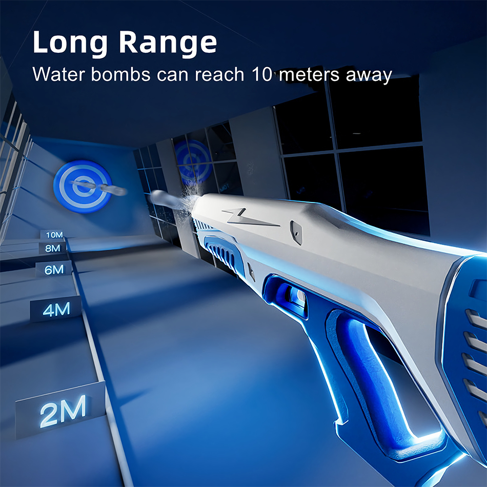 Powerful Electronic Automatic Water Blaster Water Absorption Continuous Gun Xmas Gift Blue 2