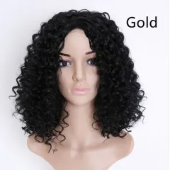 Women's Short Curly Hair African Small Curly Explosive Head Chemical Fiber Headset - Gold - View 1
