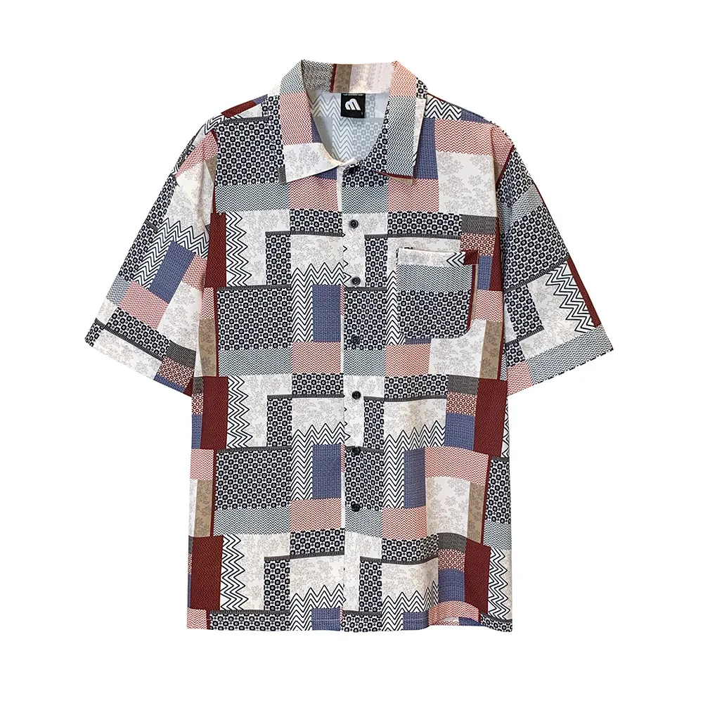 Flower Shirt Men's Short-sleeved Summer Plaid Five-point Sleeve Shirt - Red