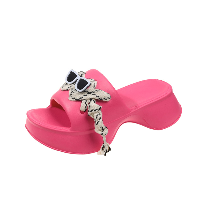 Title 7, Glasses High Heel Solid Color Beach Sandals