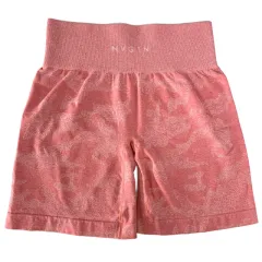 Women's Elastic Seamless Camouflage Yoga Shorts - Pink - View 1