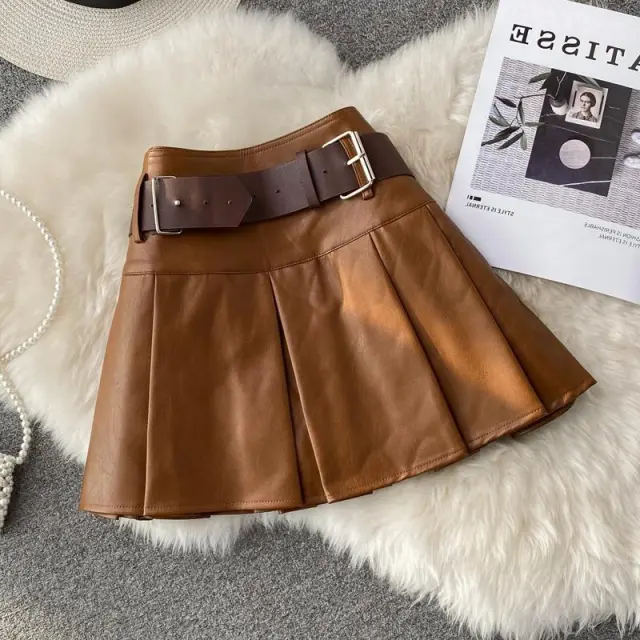 Puffy Pleated Skirt Cake Short Brown - Shop at LoveMi