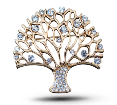 Rhinestone Small Tree Brooch High Profile And Generous Clothing Gold - Shop at LoveMi