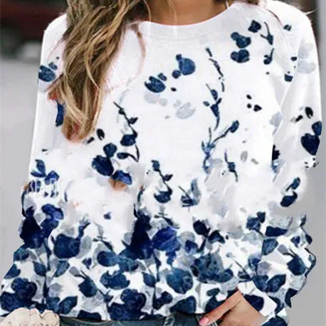 Round Neck Pullover Long Sleeve Tops White - Shop at LoveMi