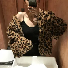 Women's Retro Style Loose Imitation Cashmere Cardigan - Leopard Print - View 1