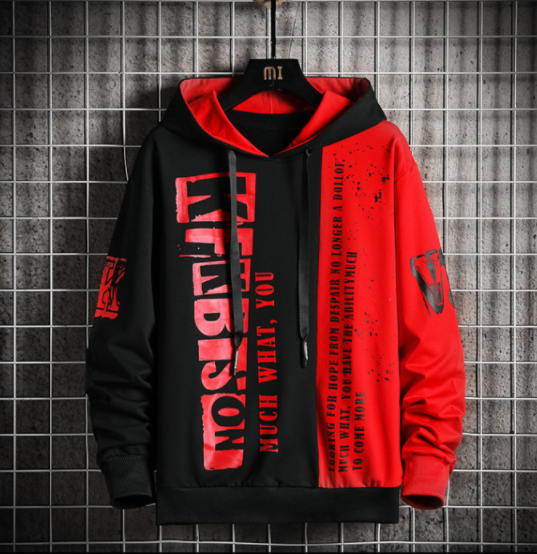 Men Fashion Brand Long-sleeved Hooded T-shirt Casual All-match Sweater