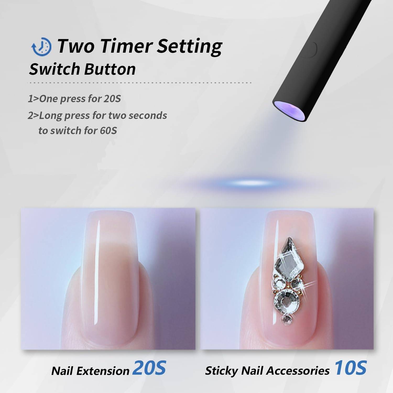 Mini UV LED Nail Lamp Handheld With Stand, Portable Nail Dryer USB Cordless — foto 5