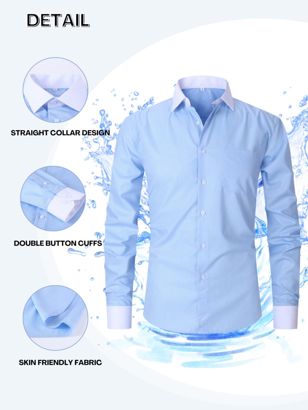 ["Men's dress shirt","Striped button-down","Long sleeve men's top","Formal shirt"]
