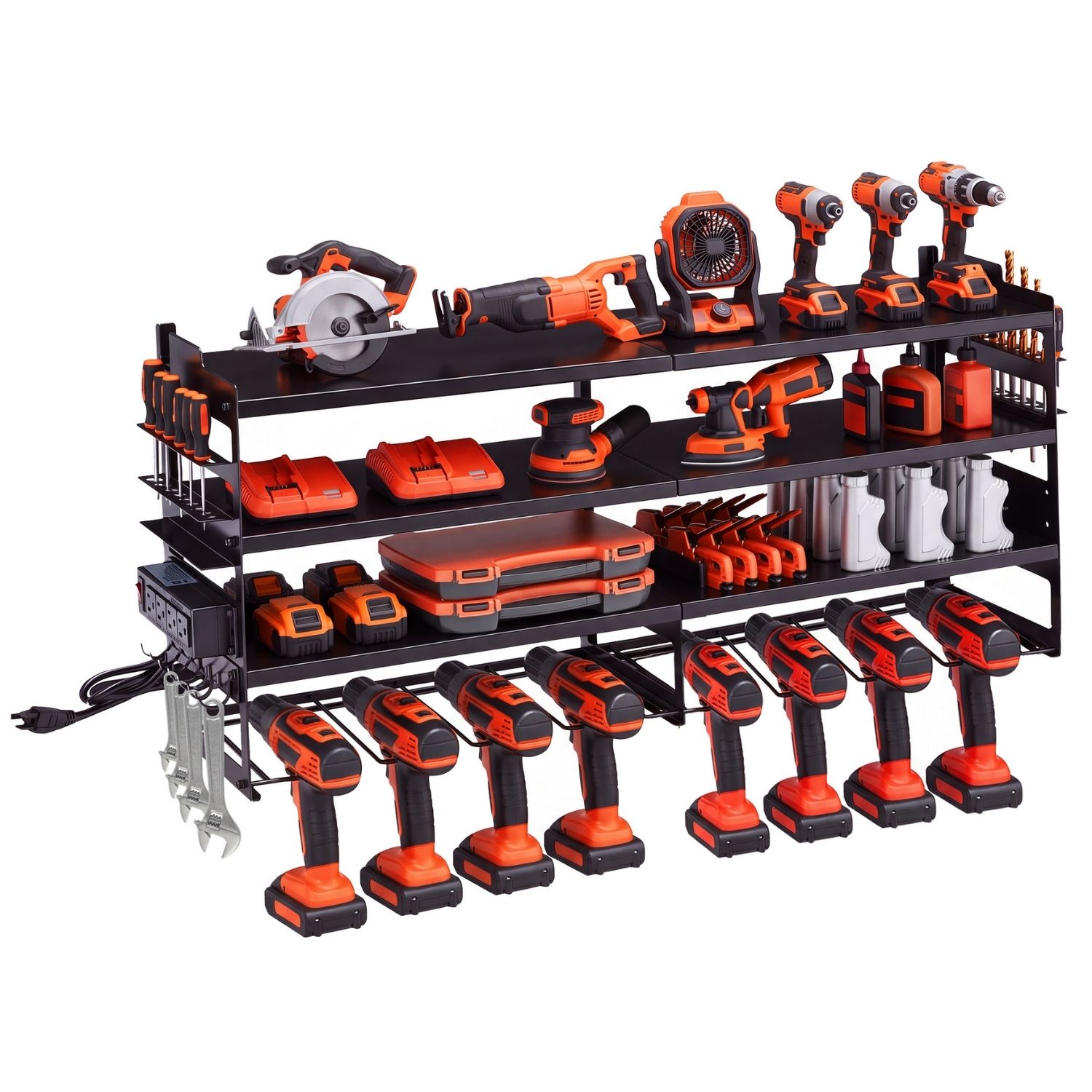 Electric Tool Storage Rack With Charging Station, Wall-mounted Practical Tool Rack, Equipped With 4-hole Power Socket image 3