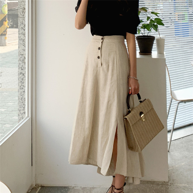 Korean Version Irregular Cotton And Linen Skirt