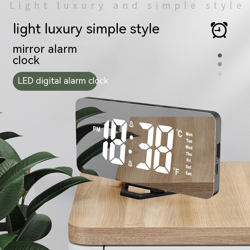 Student Digital Mirror Seat Children Intelligent Electronic Voice Control Desktop Clock Plug-in - Image 6