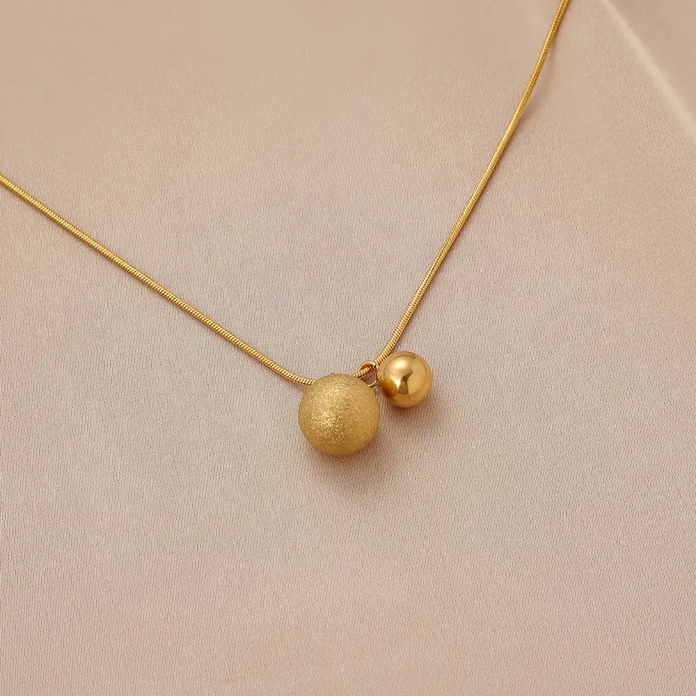Stainless Steel Small Gold Bean Necklace Titanium