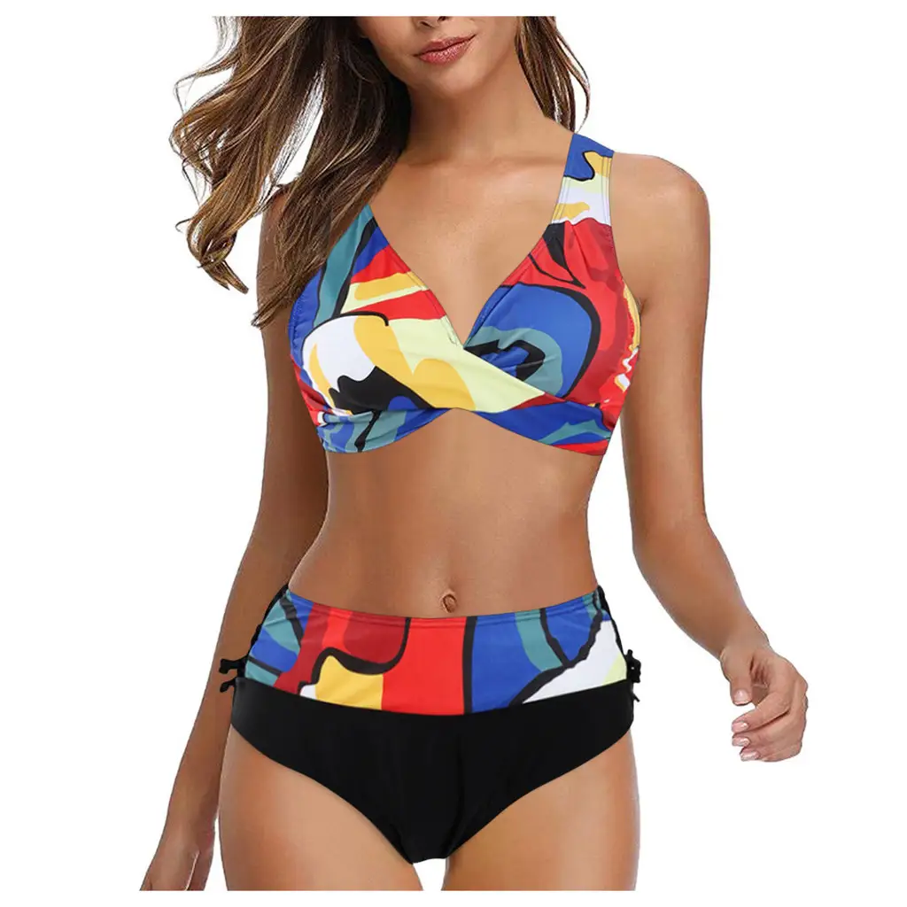 Women's Plus Size Ethnic Print Split Two-piece Suit