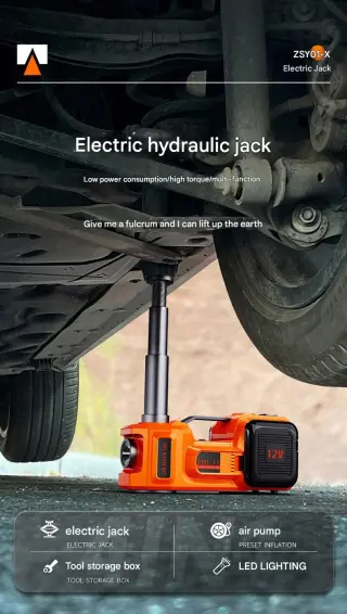12V Car Electric Hydraulic Jack Off-Road Edition Tire Inflator 3-in-1 Tire Change Tool