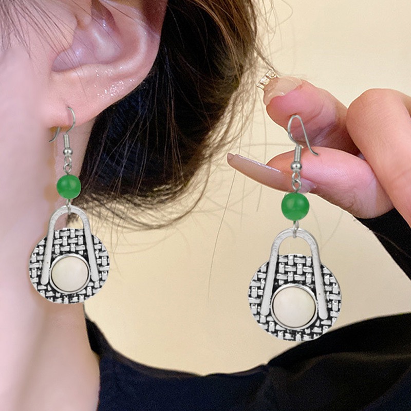 Vintage Leaf Earrings For Women Simulated Turquoise Teardrop Stud Earrings Ethnic Bohemian Jewelry