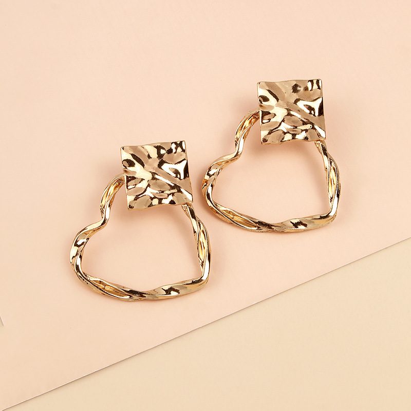 New Exaggerated Big Brand Alloy Heart-Shaped Earrings