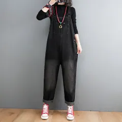 Plus Size Sister Show Thin Artistic Style Cowboy Suspenders Female - Black - View 1