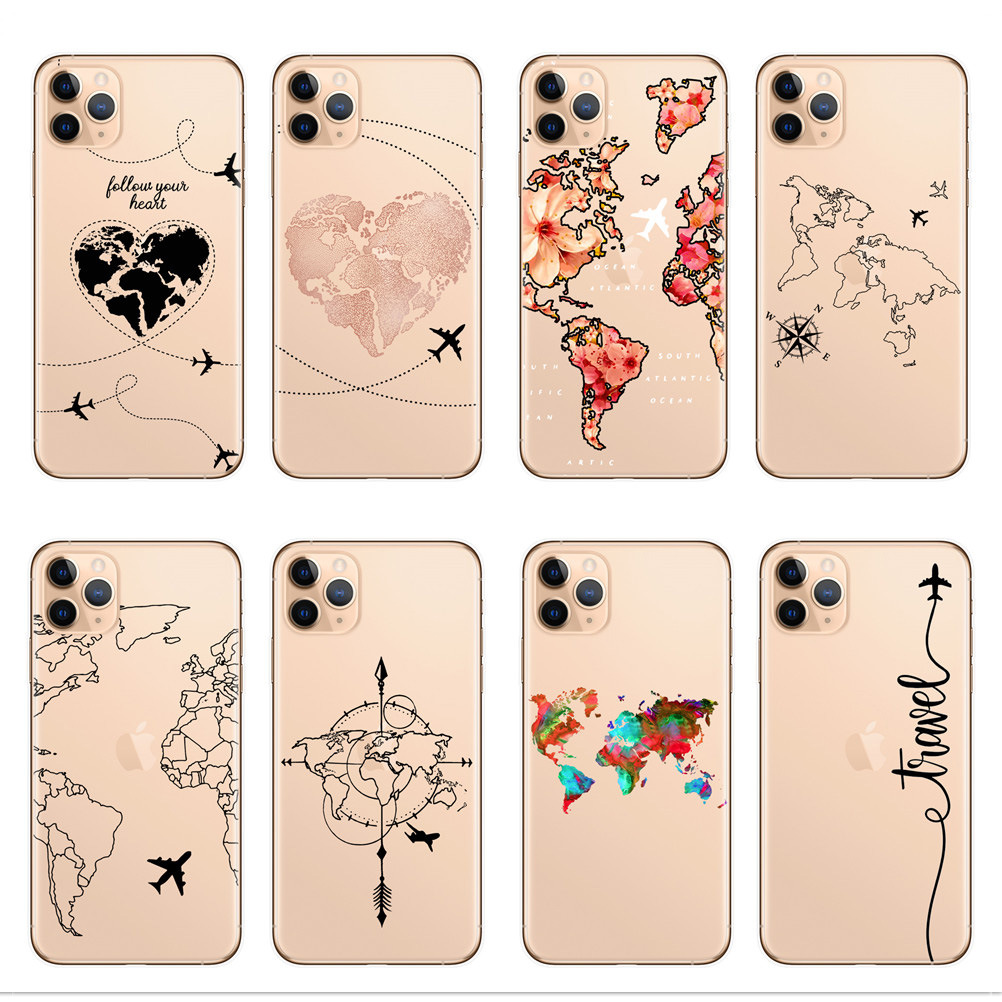 Funda móvil patrón tierra avión corazón ilustración