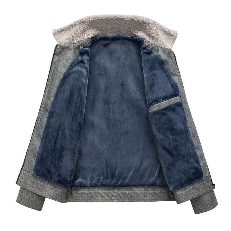 Leather Men's Tooling Jacket Plus Velvet Thickening
