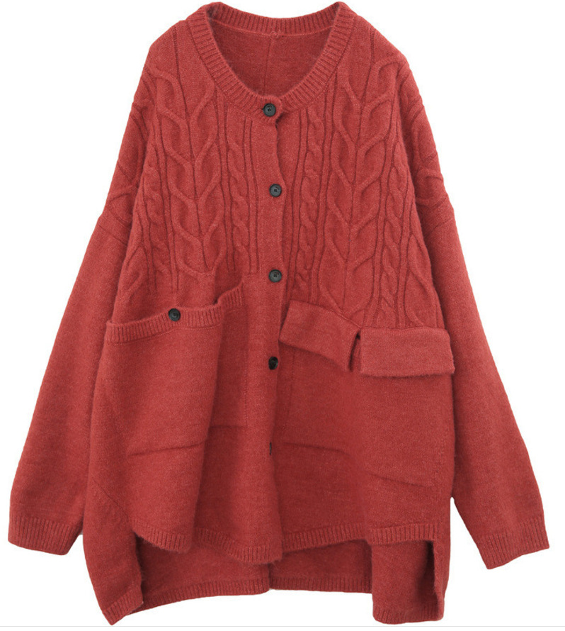 Long Sleeved Single Breasted Cardigan Sweater Literary Casual Loose