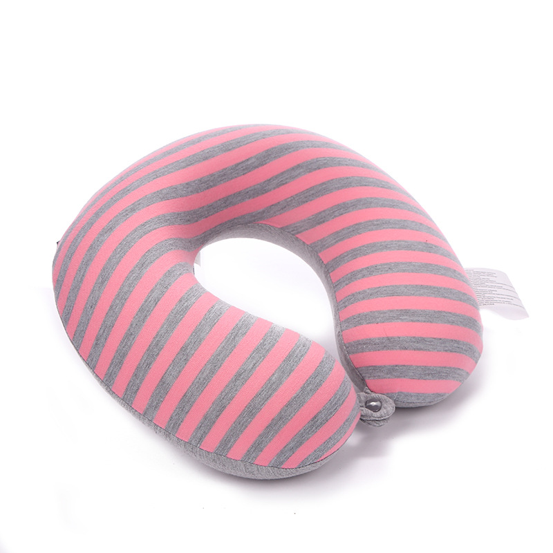 Striped New U-shaped Memory Foam Pillow With Slow Recovery Elasticity For Back And Neck Support.