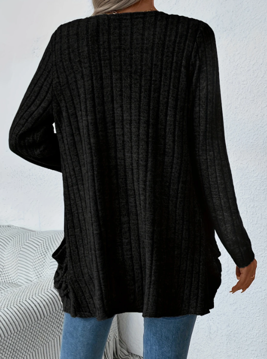 Solid Color Open-Front Cardigan