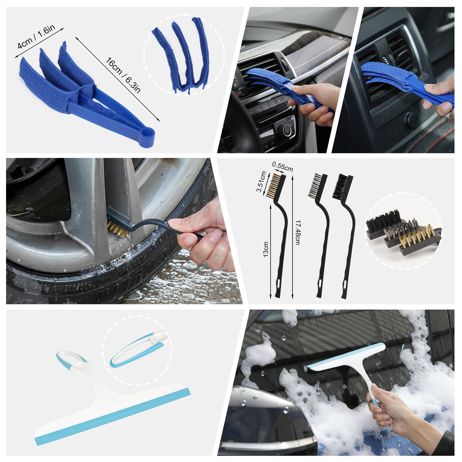 GALAX PRO 40-piece Car Beauty Brush Set, With Soft Detail Brush, Sponge, Tire Brush Tool Kit, Chenille Gloves, Super Soft Towels, Etc.