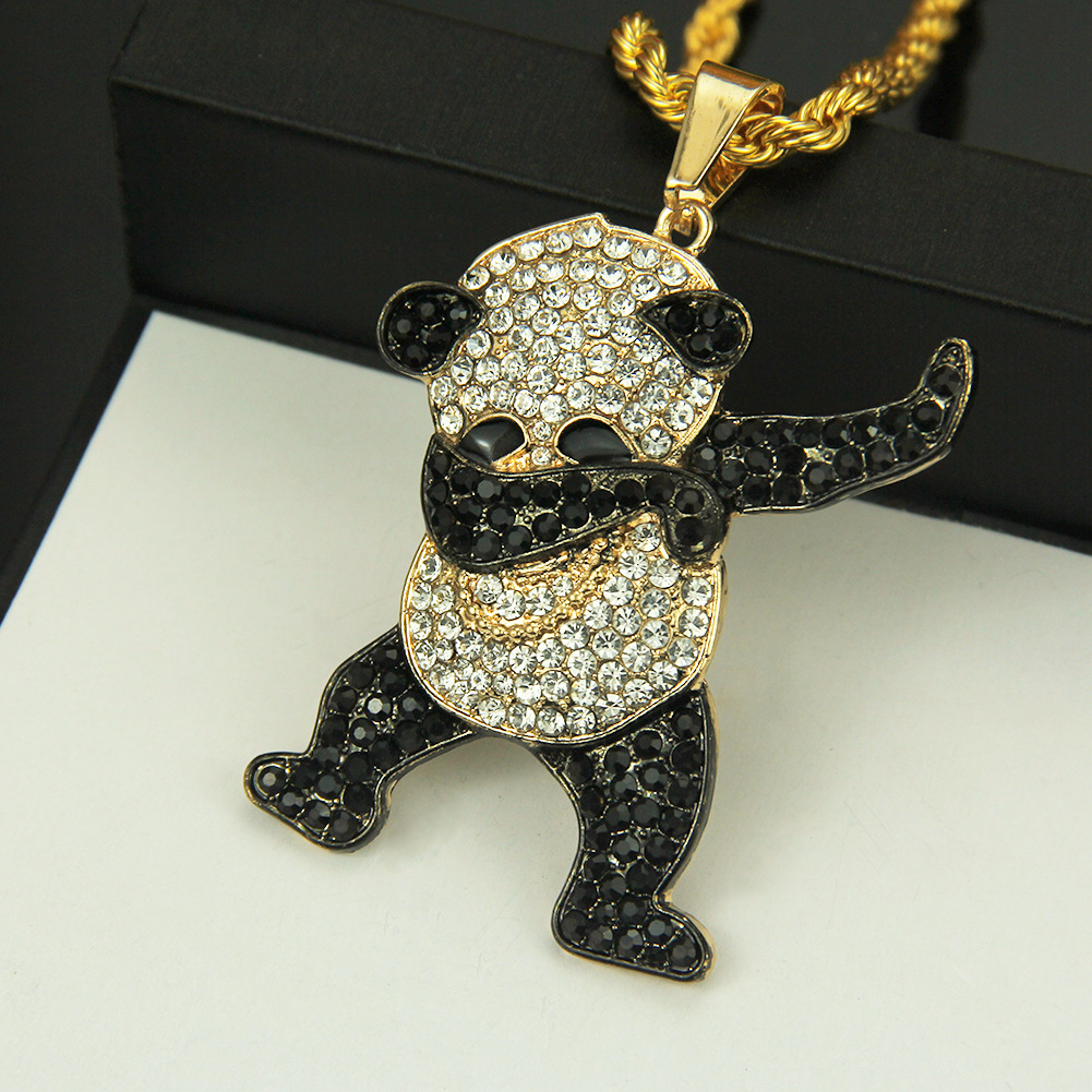 Hip-hop Cool Hip-hop Panda Diamond Pendant